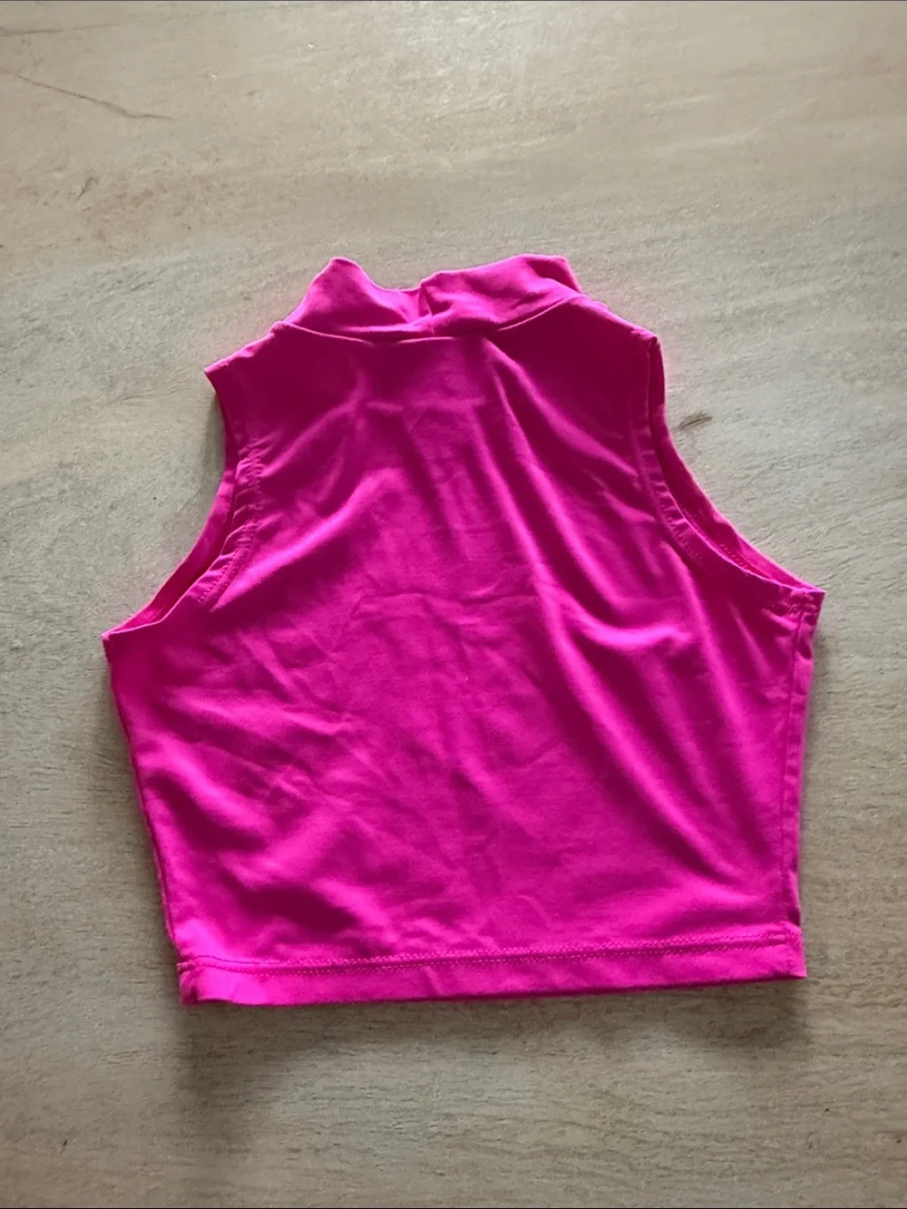 Hot Pink Mock Neck Crop Tank
